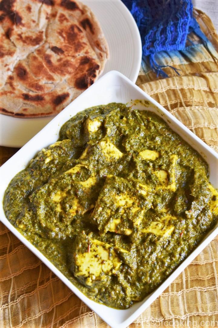Paneer Hyderabadi Cottage Cheese In Spinach And Cilantro Gravy