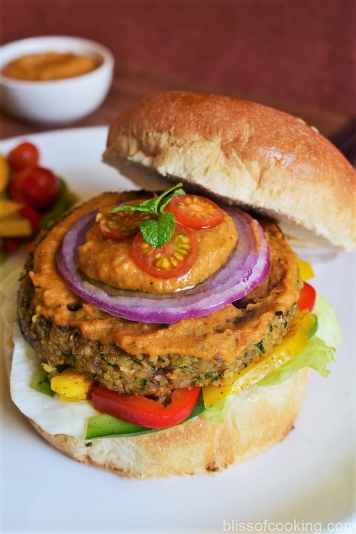 Vegan Bulgur Wheat and Cauliflower Burger - Bliss of Cooking