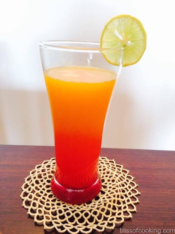 Sunrise Orange, Orange Cranberry juice, Sunrise Orange - A Layered mocktail