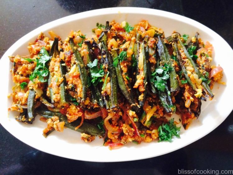 Stuffed Bhindi with Paneer, Okra, Bhindi stuffed with Paneer, Okra and cottage cheese