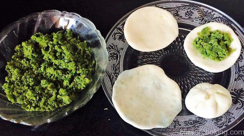 Matar Kachori/Green Peas Poori preparation