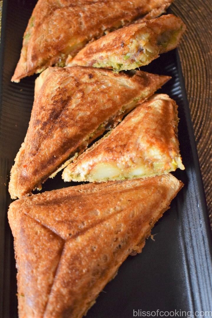 Aloo And Vegetable Toasted Sandwich, Potato Vegetable Sandwich