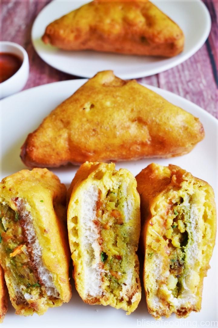 Bread Pakoda, Bread Pakora, Bread Bhajji