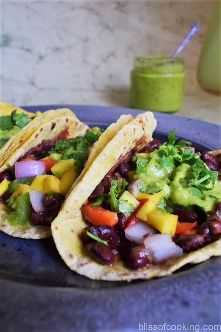 Black Beans and Mango Salsa Taco, Tacos, Salsa, Black Beans