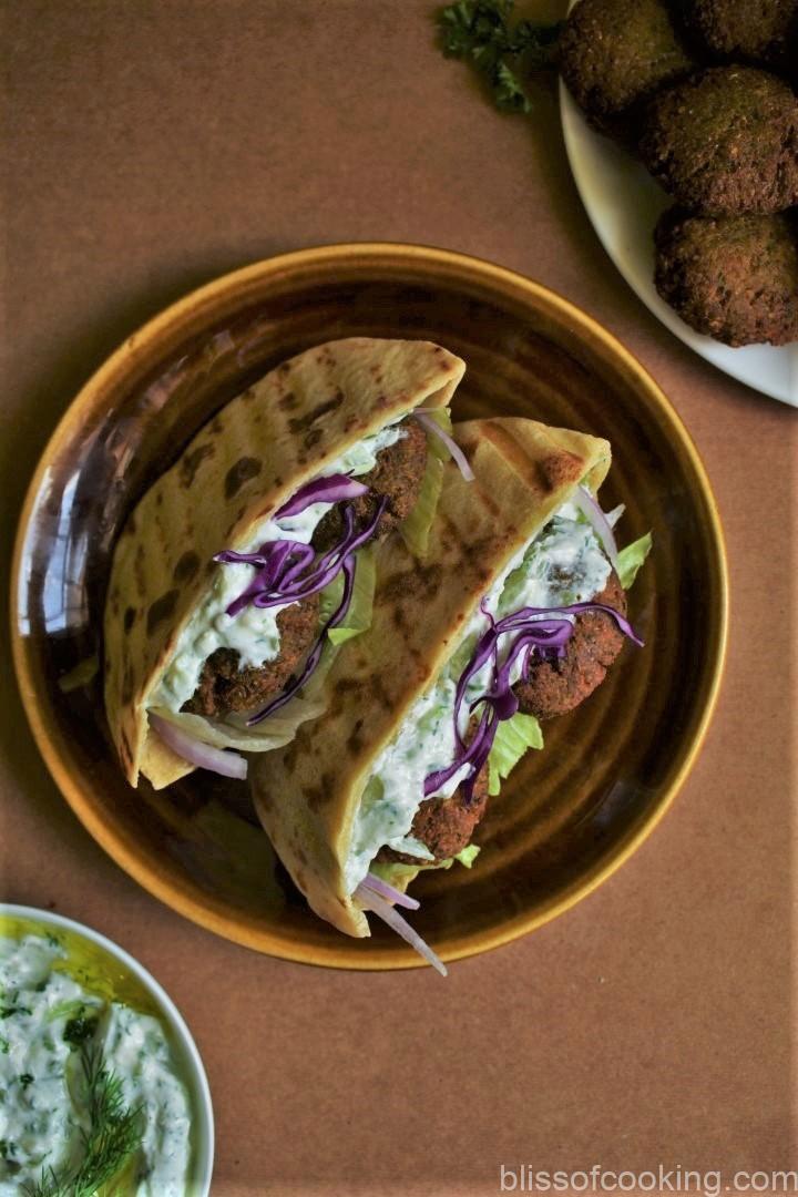 Falafel with Pita Pockets, Lebanese Falafel Stuffed in Pita Bread, Falafel Pita Pocket Sandwich