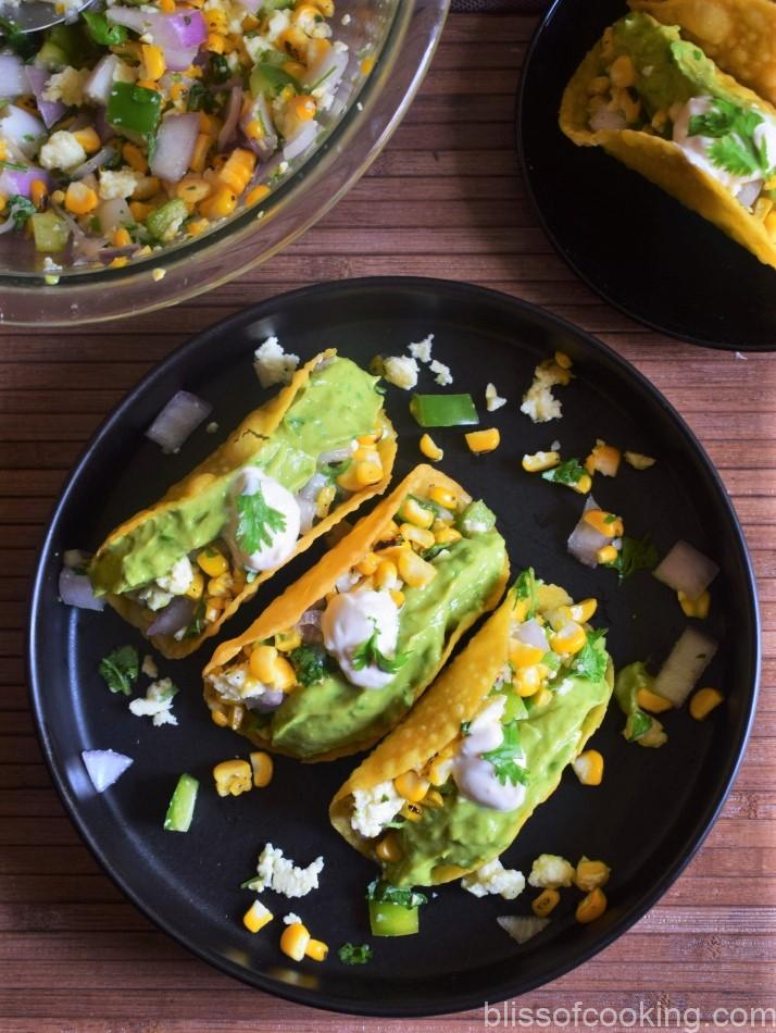 Roasted Corn and Guacamole Taco, Tacos, Taco Salad
