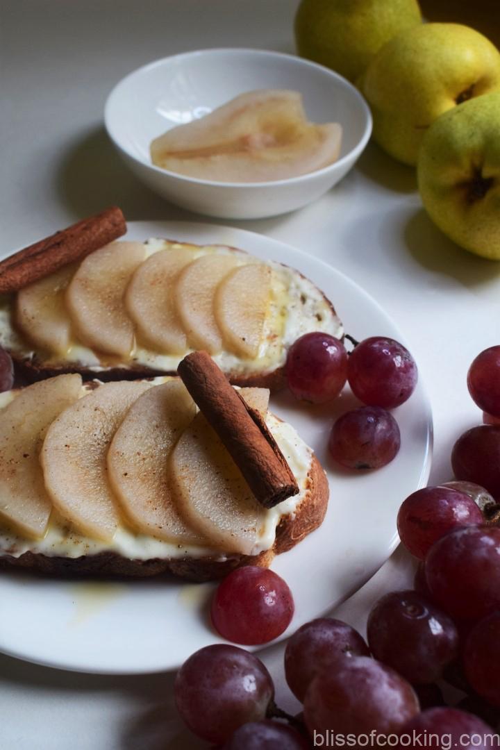 Poached Cinnamon Pear on Toast