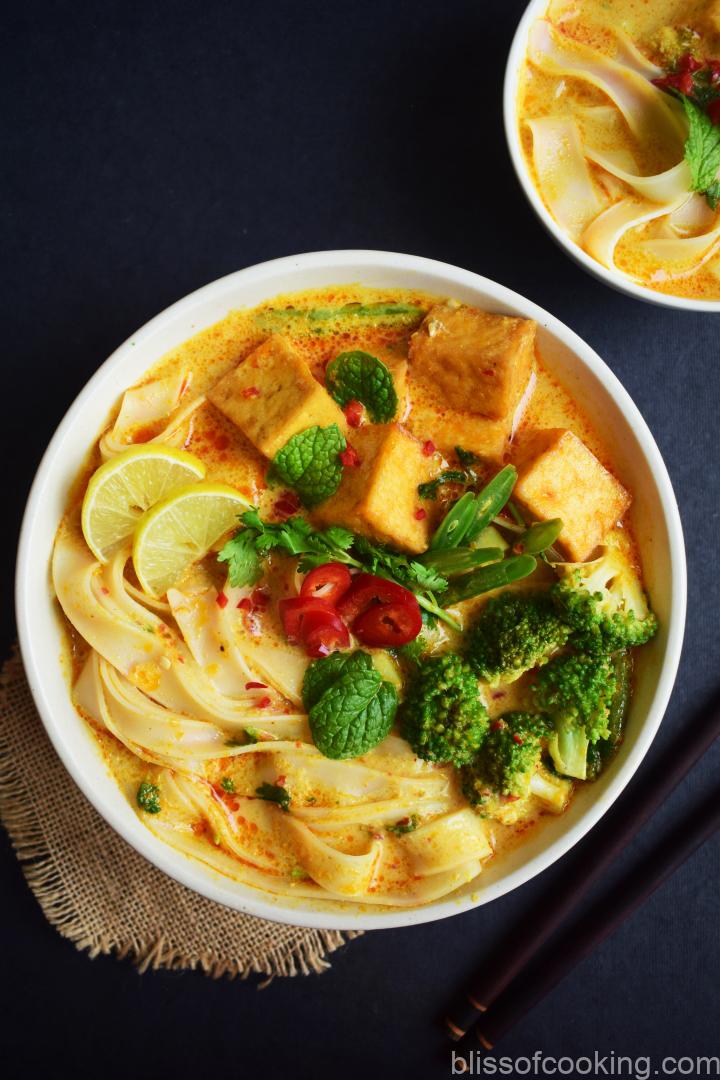 Vegan Laksa Curry, Laksa, asamlaksa, Noodles, Malaysian Noodle