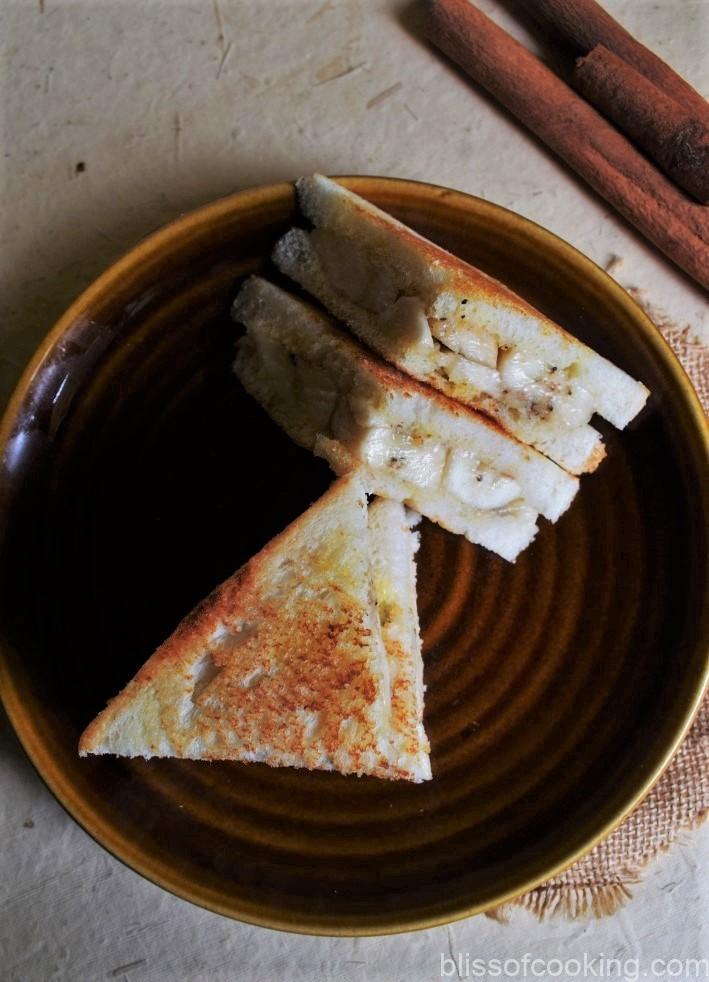 Banana Cinnamon Toasties, Banana Sandwich, Banana Cinnamon Sandwich