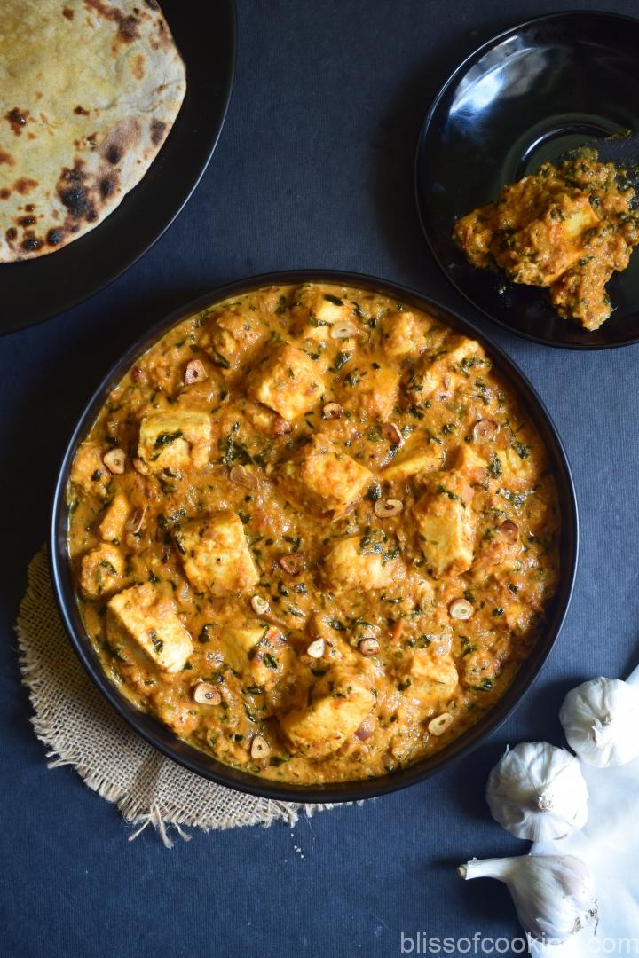 Lahsooni Methi Paneer, Lehsuni Methi Paneer, Paneer Curry