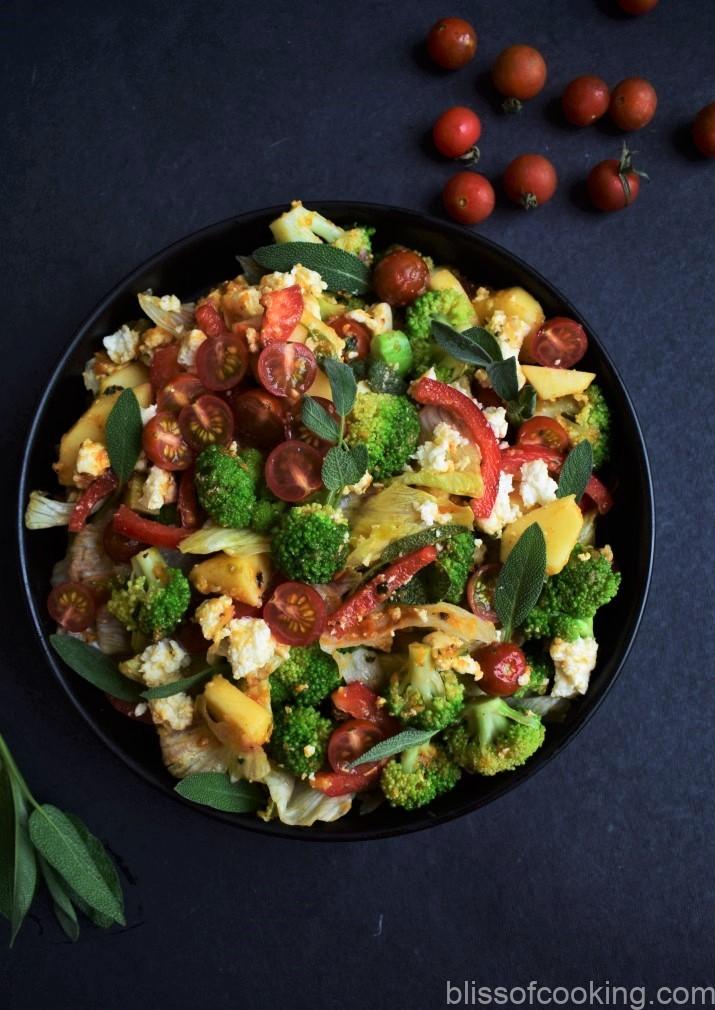 Broccoli and feta cheese salad, greek broccoli salad, broccoli feta and tomato salad