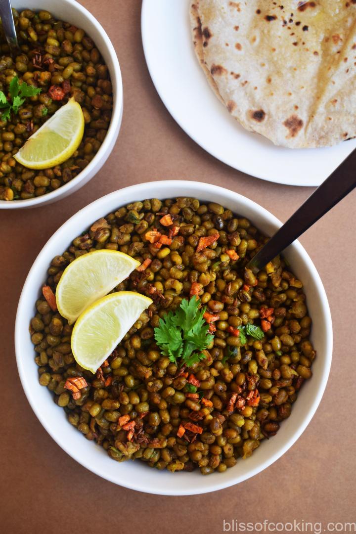 Sukha Moong Sabzi, Green Mung vegetable, Dry whole moong vegetable