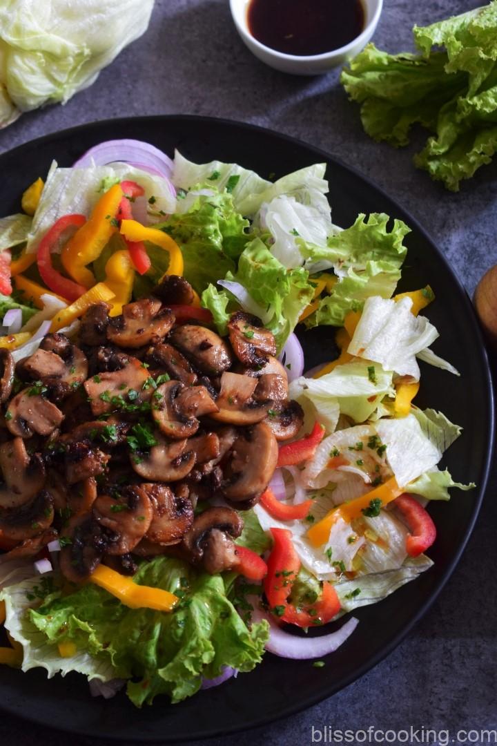 Tossed Salad with Stir-Fried Mushroom, salad, tossed salad