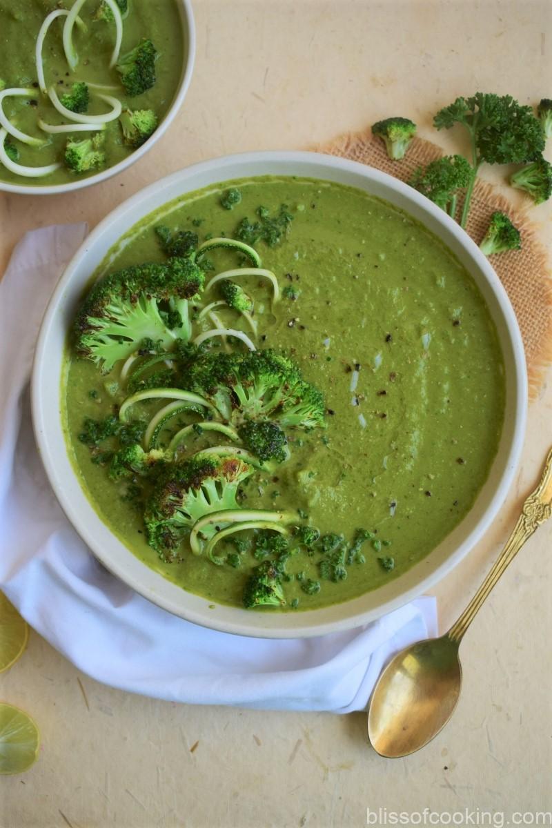 Broccoli and Zucchini Soup, Vegan Soup, Gluten-free Soup